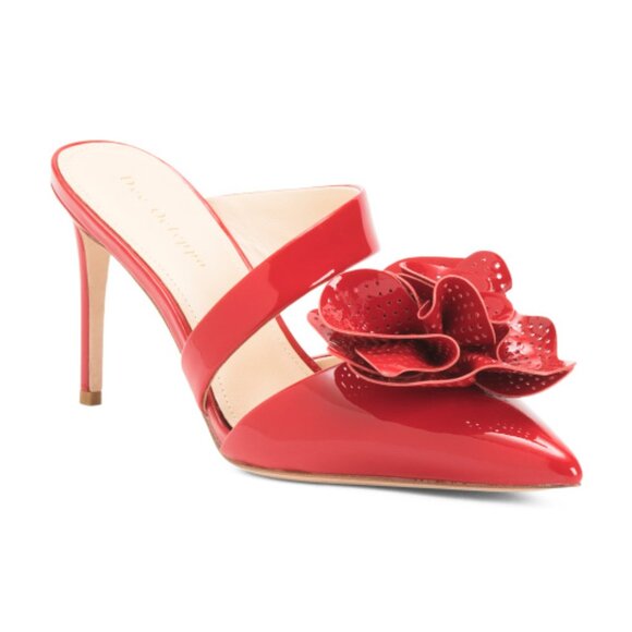 DEE OCLEPPO Shoes - DEE OCLEPPO Patent Leather Chicago Pointed Toe Pumps With Floral Applique